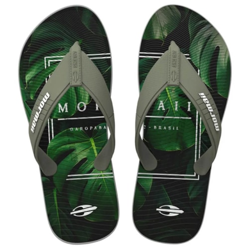 Chinelo Mormaii Tropical Dedo Grendene 10591 Cinza/Verde/Cinza