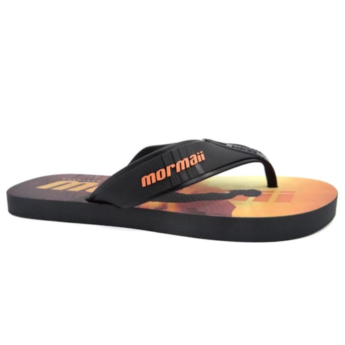 Chinelo Mormaii Tropical Dedo Grendene 10591 Preto/Preto/Laranja