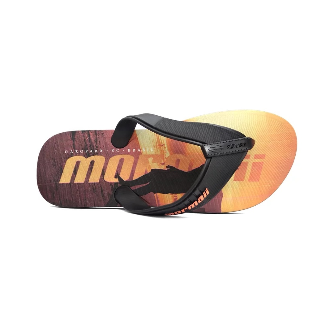 Chinelo Mormaii Tropical Dedo Grendene 10591 Preto/Preto/Laranja