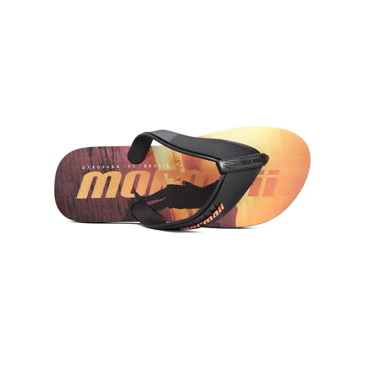 Chinelo Mormaii Tropical Dedo Grendene 10591 Preto/Preto/Laranja