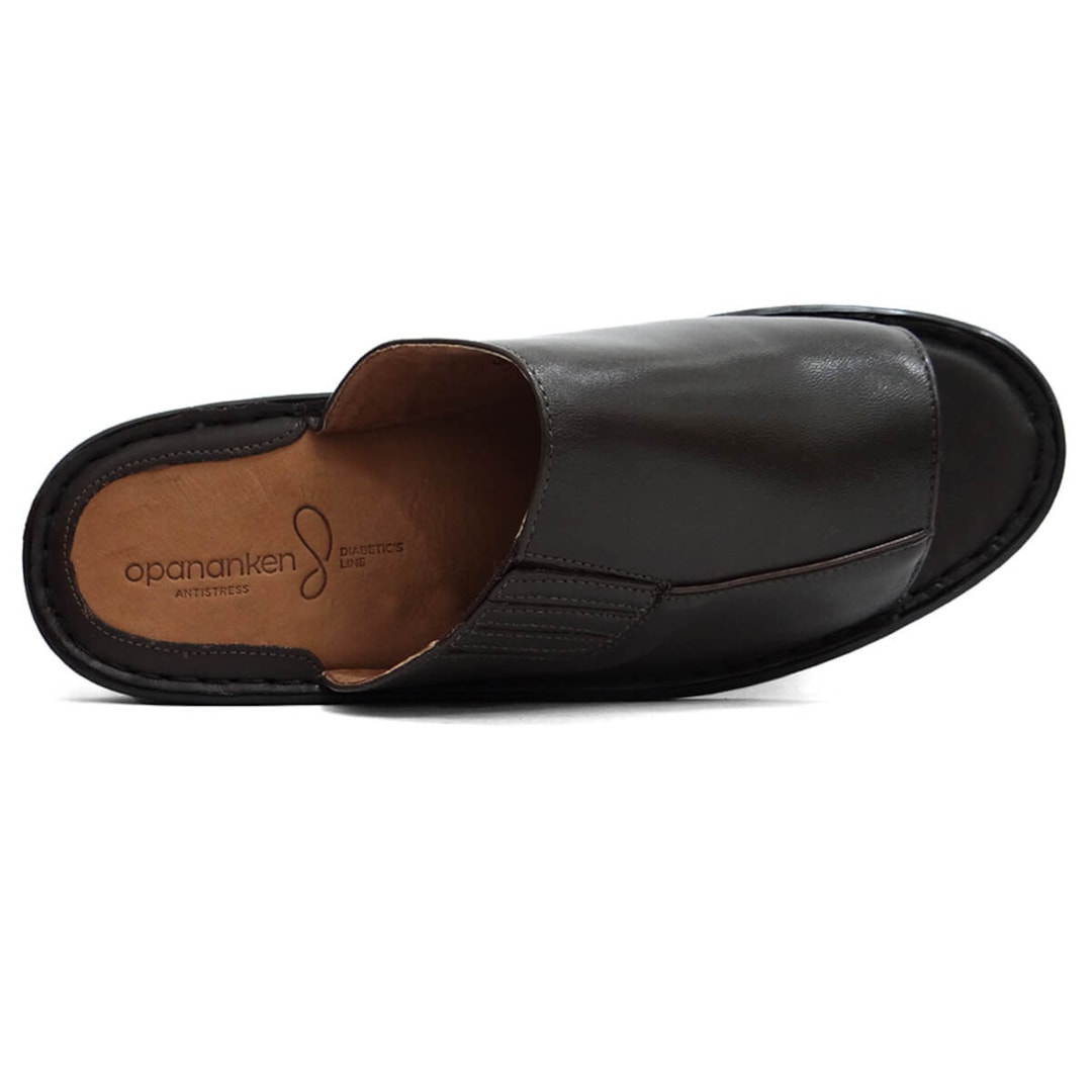 Chinelo Opananken de Couro Anatômico 66906 Cafe