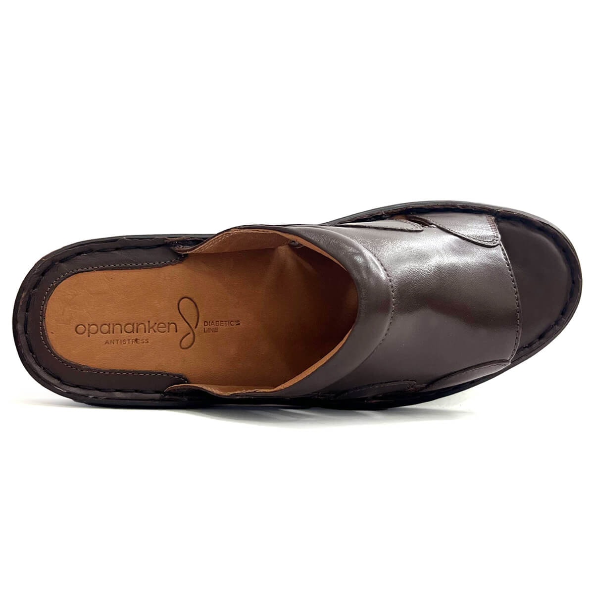 Chinelo Opananken de Couro Anatômico 66911 Cafe