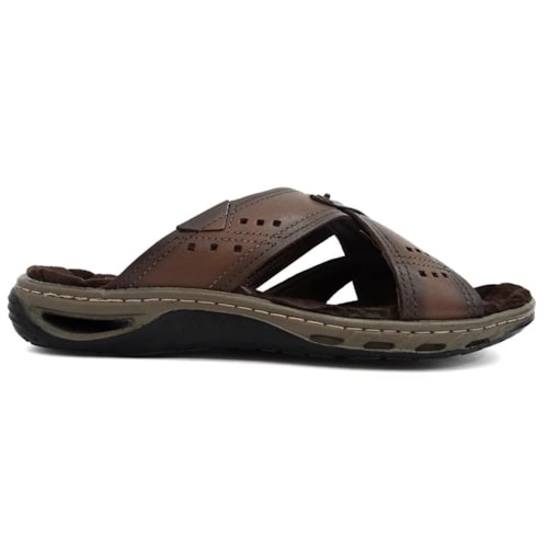 Detalhe - Chinelo Pegada Masculino de Couro 131655 Pinhao