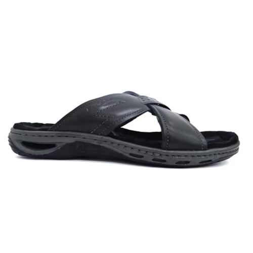 Chinelo Pegada Masculino de Couro 131661 Preto