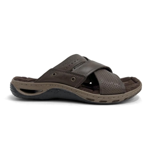 Detalhe - Chinelo Pegada Masculino De Couro 131677 Cravo