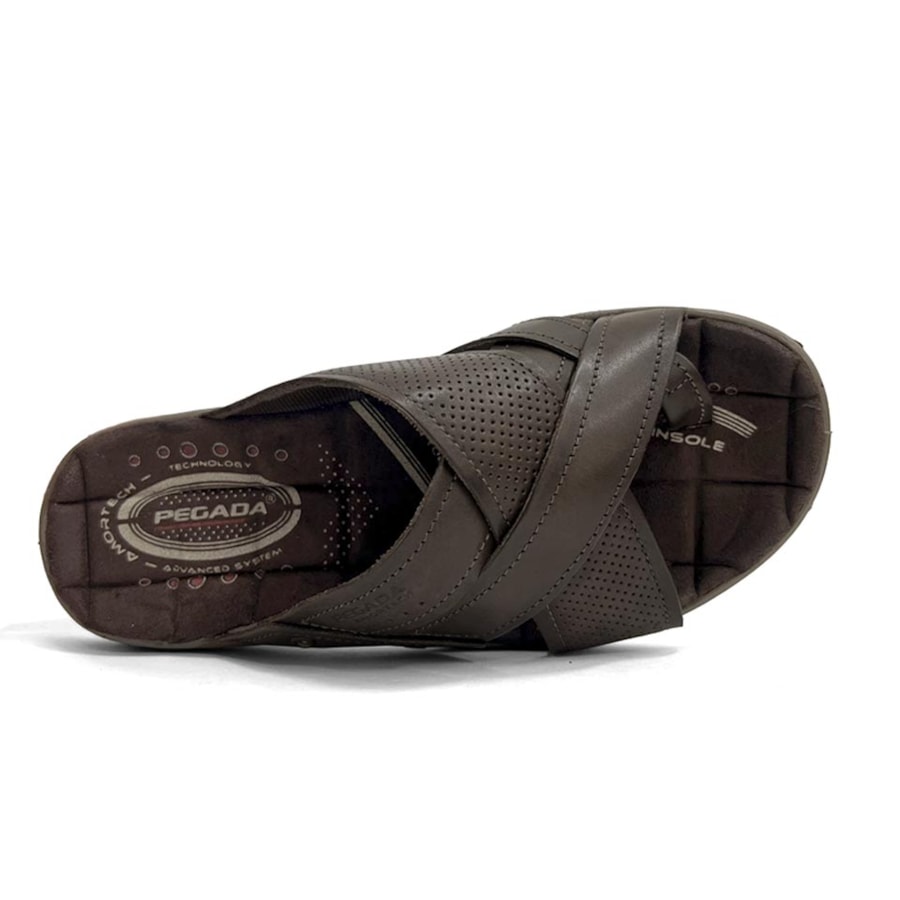 Chinelo Pegada Masculino De Couro 131677 Cravo Chinelo Pegada Masculino De Couro 131677 Cravo