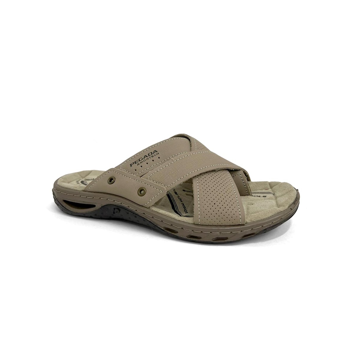 Chinelo Pegada Masculino De Couro 131677 Jeans Areia