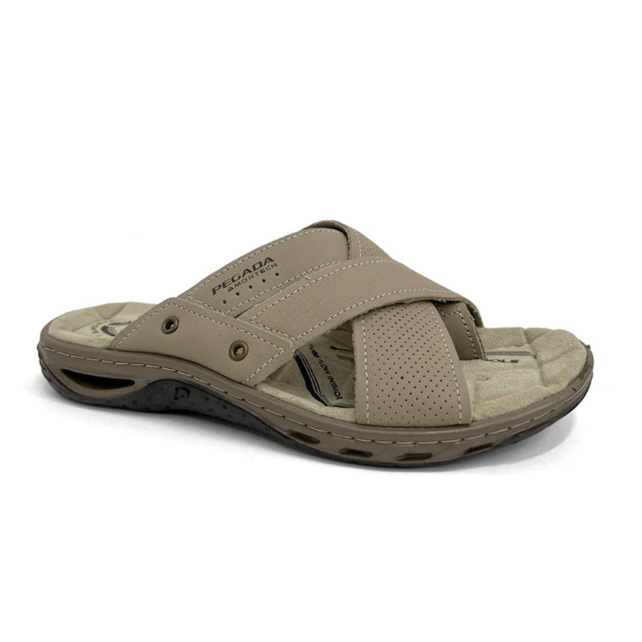Chinelo Pegada Masculino De Couro 131677 Jeans Areia