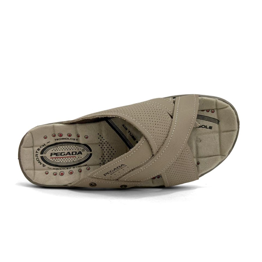 Chinelo Pegada Masculino De Couro 131677 Jeans Areia Chinelo Pegada Masculino De Couro 131677 Jeans Areia