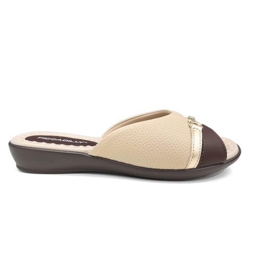 Detalhe - Chinelo Piccadilly Gaspea Conforto 500404 Brulee/Cacau