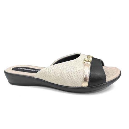 Chinelo Piccadilly Gaspea Conforto 500404 Off White/Preto