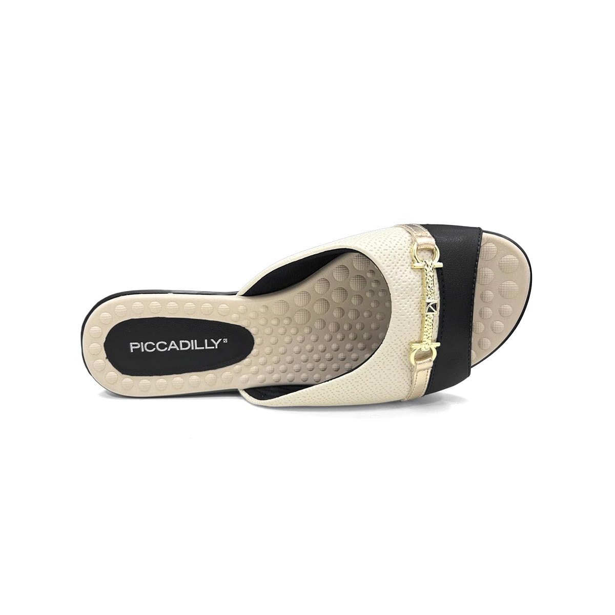 Chinelo Piccadilly Gaspea Conforto 500404 Off White/Preto
