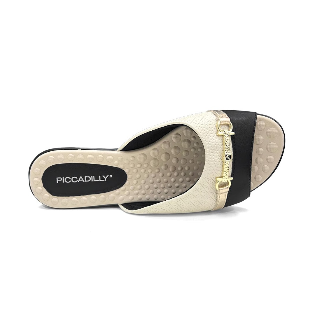 Chinelo Piccadilly Gaspea Conforto 500404 Off White/Preto Chinelo Piccadilly Gaspea Conforto 500404 Off White/Preto