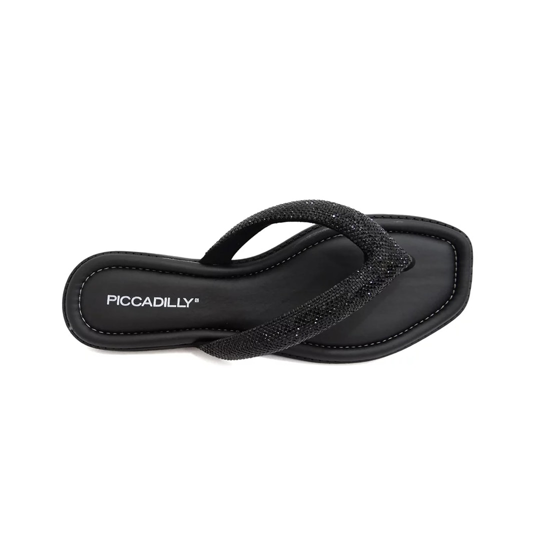 Chinelo Piccadilly Rasteira Conforto 508039 Preto/Prata