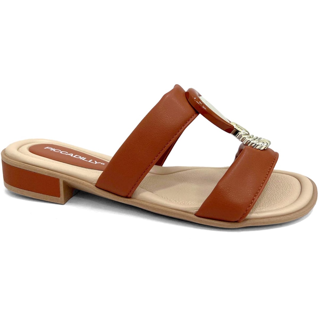 Chinelo Piccadilly Rasteira Conforto Wide Fit 590041 Caramelo