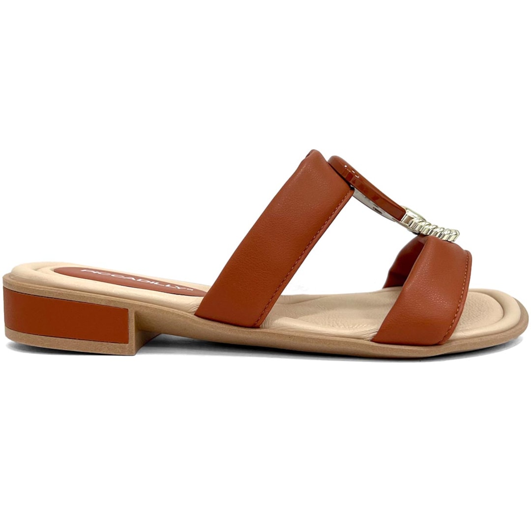 Chinelo Piccadilly Rasteira Conforto Wide Fit 590041 Caramelo