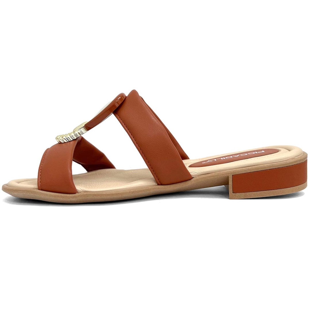 Chinelo Piccadilly Rasteira Conforto Wide Fit 590041 Caramelo