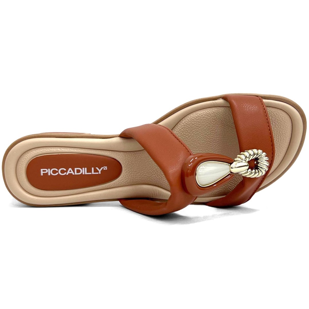 Chinelo Piccadilly Rasteira Conforto Wide Fit 590041 Caramelo