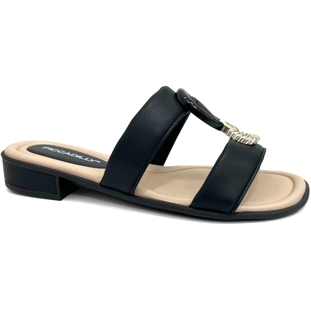 Chinelo Piccadilly Rasteira Conforto Wide Fit 590041 Preto