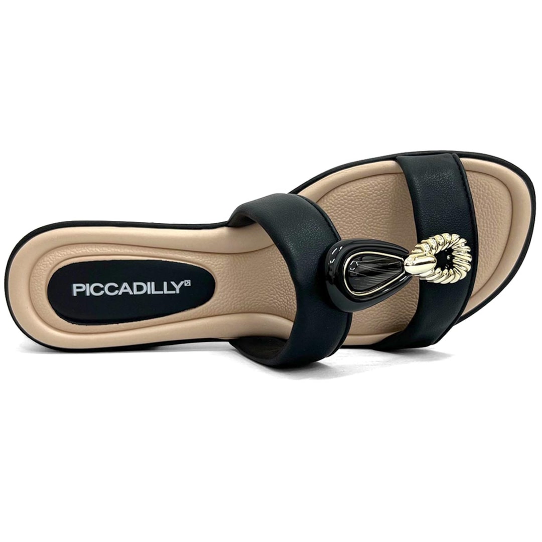 Chinelo Piccadilly Rasteira Conforto Wide Fit 590041 Preto