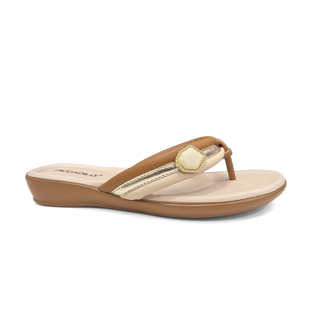 Chinelo Piccadilly Rasteira Wide Fit Camila 500428 Mascavo