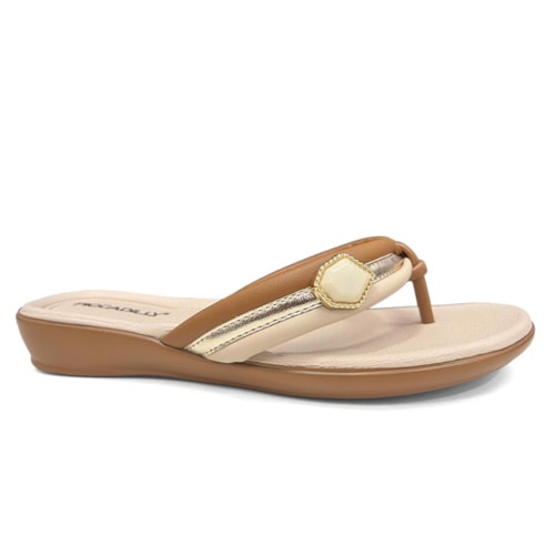 Chinelo Piccadilly Rasteira Wide Fit Camila 500428 Mascavo