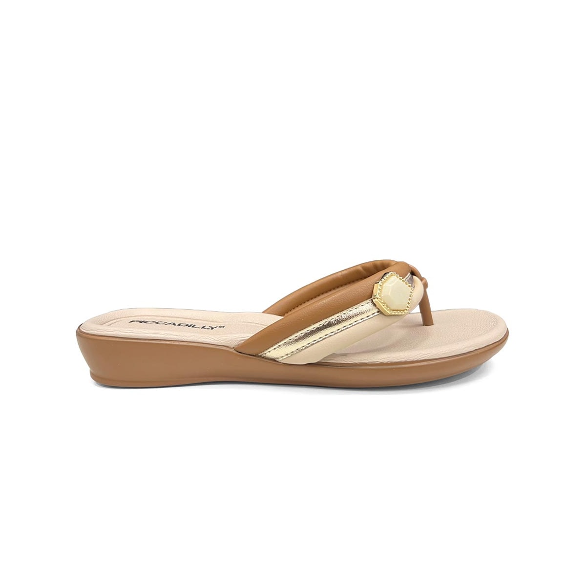Chinelo Piccadilly Rasteira Wide Fit Camila 500428 Mascavo