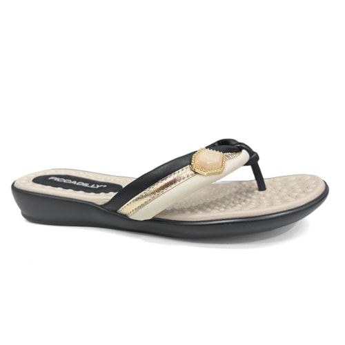 Chinelo Piccadilly Rasteira Wide Fit Camila 500428 Preto