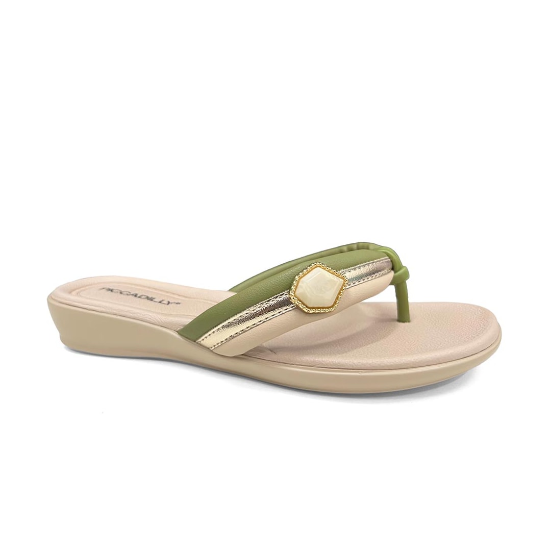 Chinelo Piccadilly Rasteira Wide Fit Camila 500428 Verde Oliva Chinelo Piccadilly Rasteira Wide Fit Camila 500428 Verde Oliva