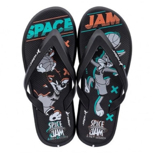 Chinelo Rider Infantil Space Jam Grendene 11939 Preto/Preto/Cinza