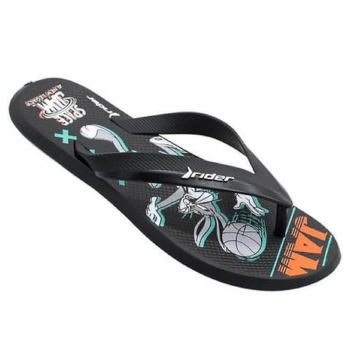 Detalhe - Chinelo Rider Infantil Space Jam Grendene 11939 Preto/Preto/Cinza
