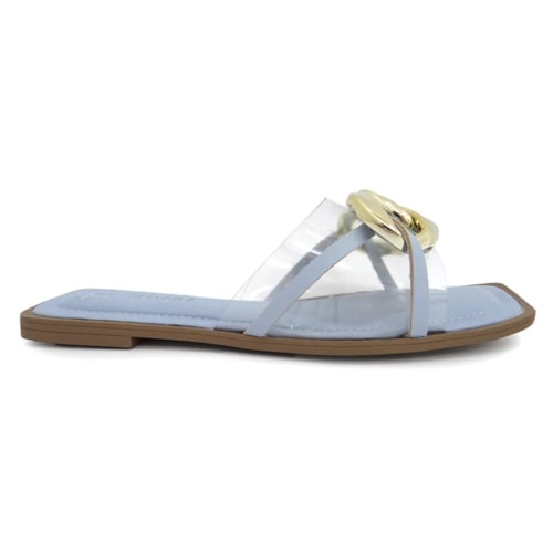Detalhe - Chinelo Tanara Rasteira Feminino Vinil T5366 Azul