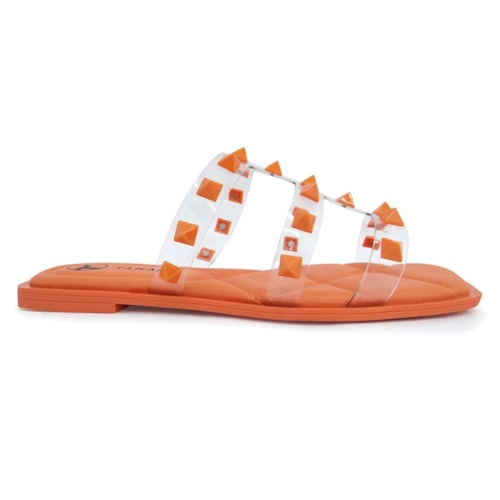 Detalhe - Chinelo Tanara Rasteira Feminino Vinil T5881 Citrus