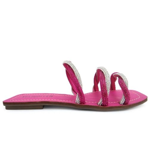 Detalhe - Chinelo Via Jupiter Rasteira 8725 Pink/Cristal