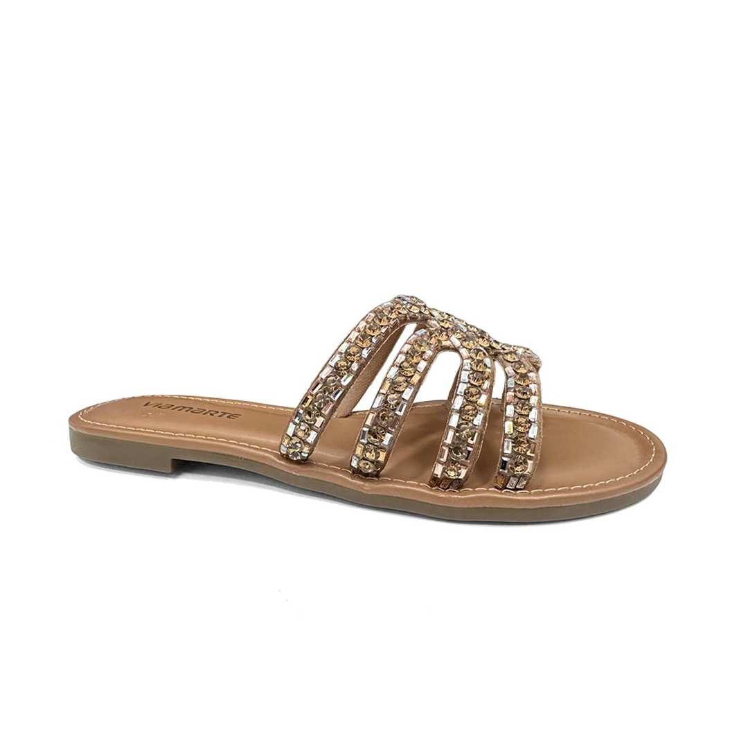 Chinelo Via Marte Rasteira 308-006-01 Noz Pecan