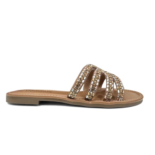 Detalhe - Chinelo Via Marte Rasteira 308-006-01 Noz Pecan