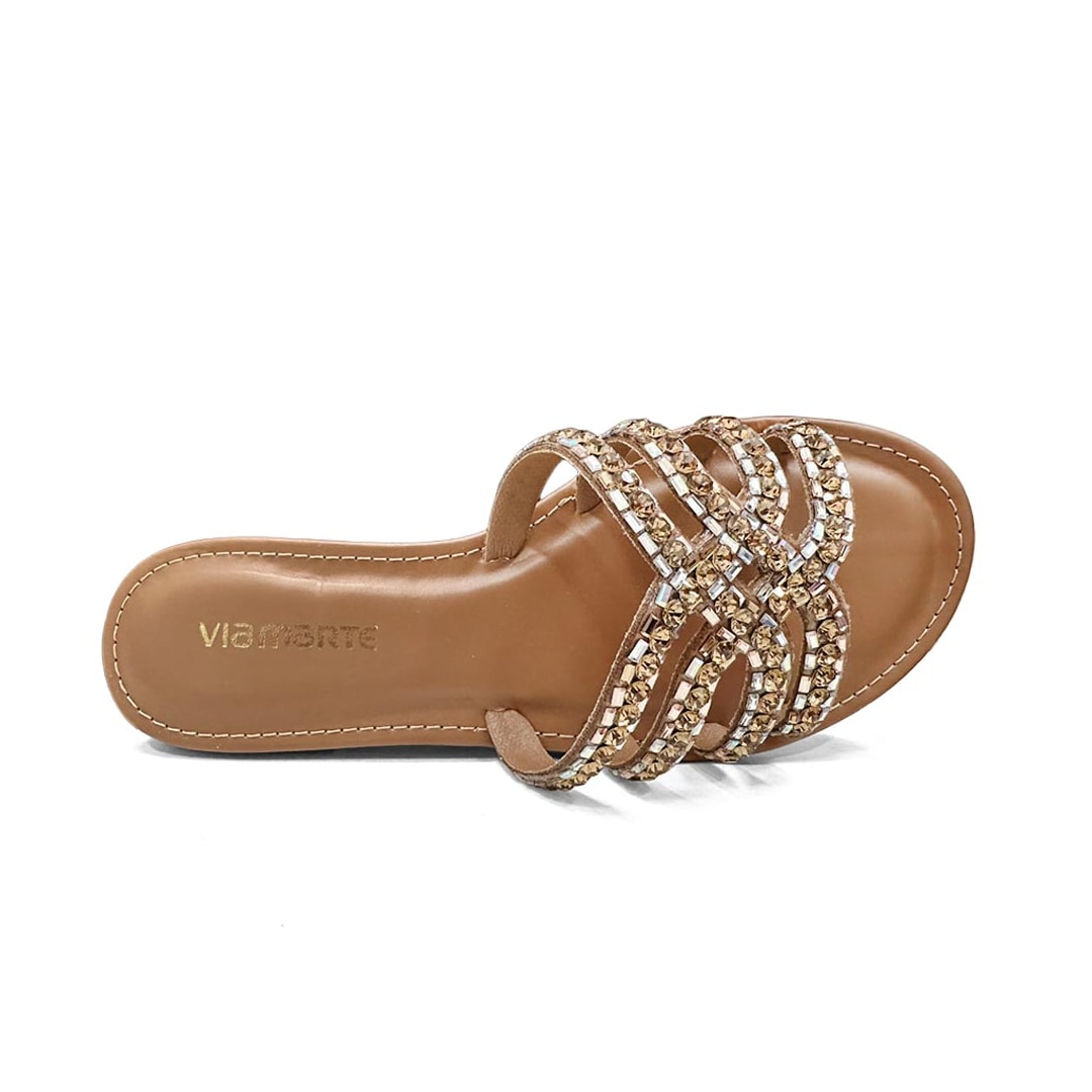 Chinelo Via Marte Rasteira 308-006-01 Noz Pecan