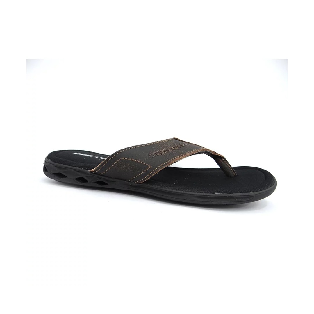 Chinelo West Coast de Couro Masculino 186309 Conhaque
