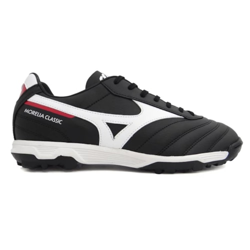 Detalhe - Chuteira Mizuno Society Morelia Classics As Preto/Branco