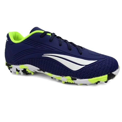 Detalhe - Chuteira Penalty Society Furia Y-2 Marinho/Branco/Amare