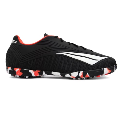 Detalhe - Chuteira Penalty Society Furia Y-2 Preto/Branco/Coral