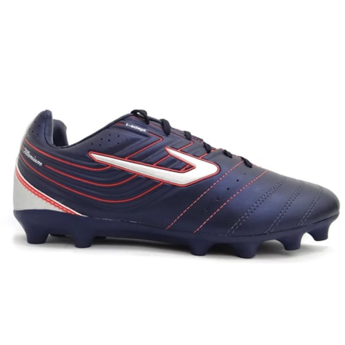 Detalhe - Chuteira Topper Campo Titanium Marinho/Vermelho