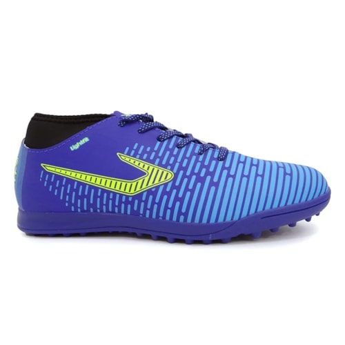 Detalhe - Chuteira Topper Society Safira Tp0276 Azul/Amarelo Neon