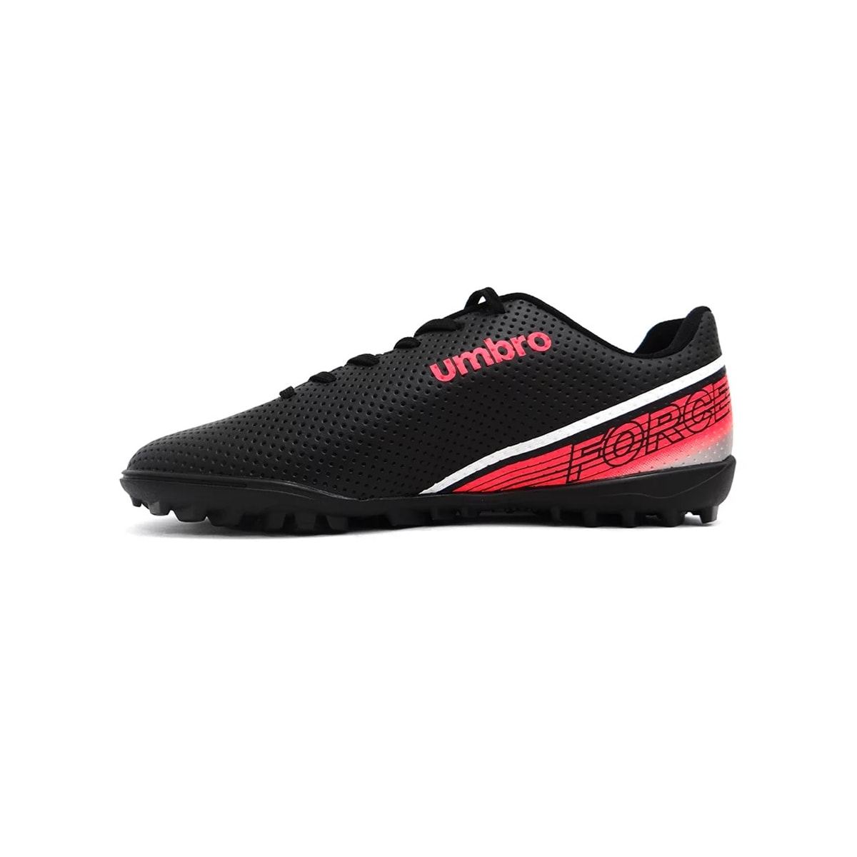 Chuteira Umbro Society Soccer Shoes Force Preto/Branco/Coral Chuteira Umbro Society Soccer Shoes Force Preto/Branco/Coral