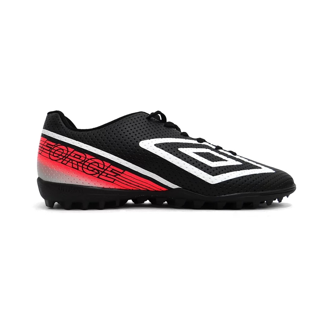 Chuteira Umbro Society Soccer Shoes Force Preto/Branco/Coral Chuteira Umbro Society Soccer Shoes Force Preto/Branco/Coral
