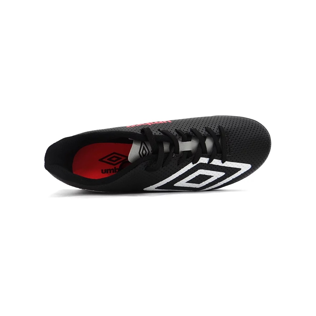 Chuteira Umbro Society Soccer Shoes Force Preto/Branco/Coral Chuteira Umbro Society Soccer Shoes Force Preto/Branco/Coral