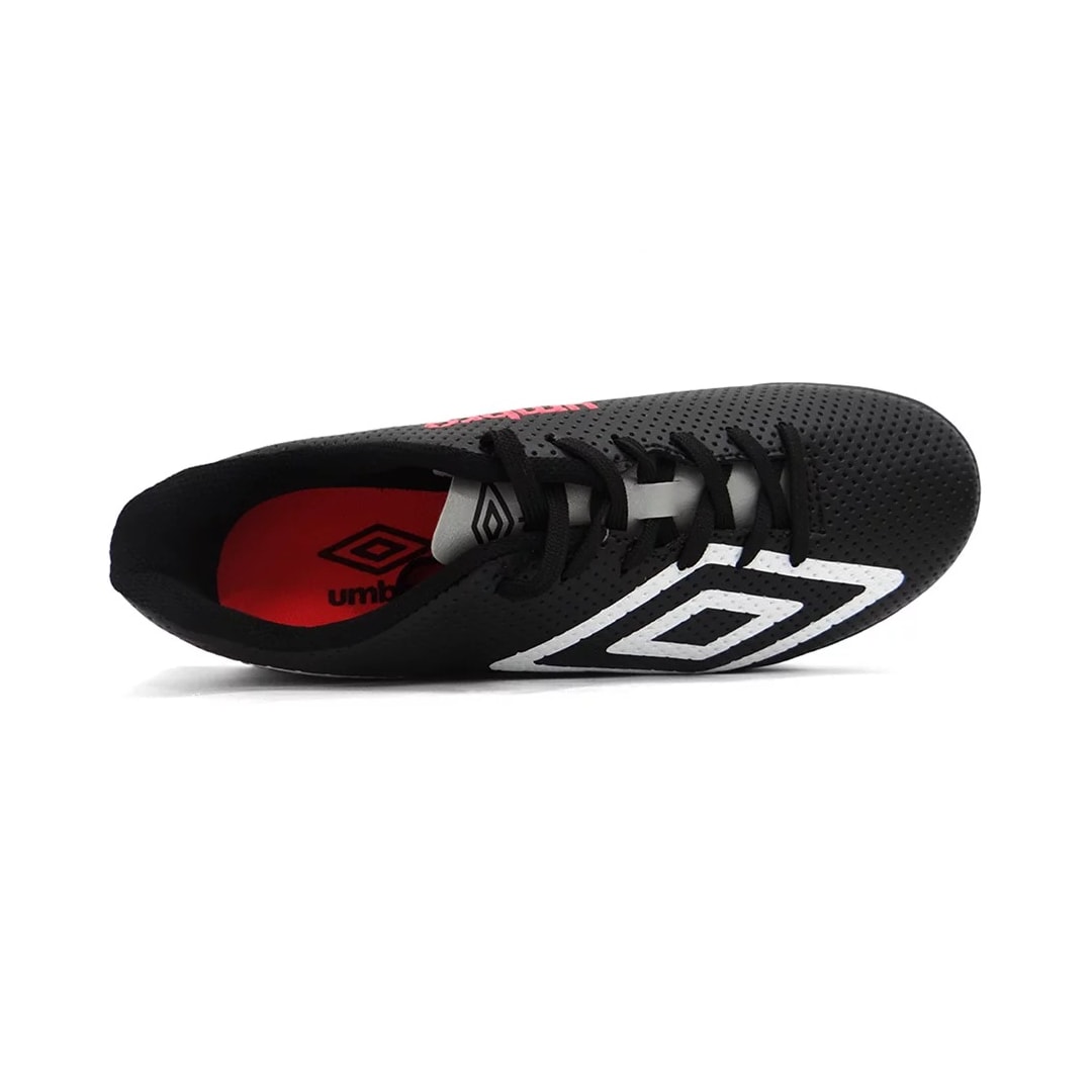 Chuteira Umbro Society Soccer Shoes Force Preto/Branco/Coral