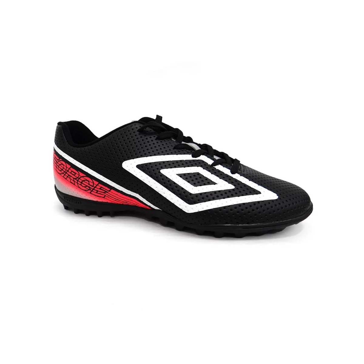 Chuteira Umbro Society Soccer Shoes Force Preto/Branco/Coral Chuteira Umbro Society Soccer Shoes Force Preto/Branco/Coral