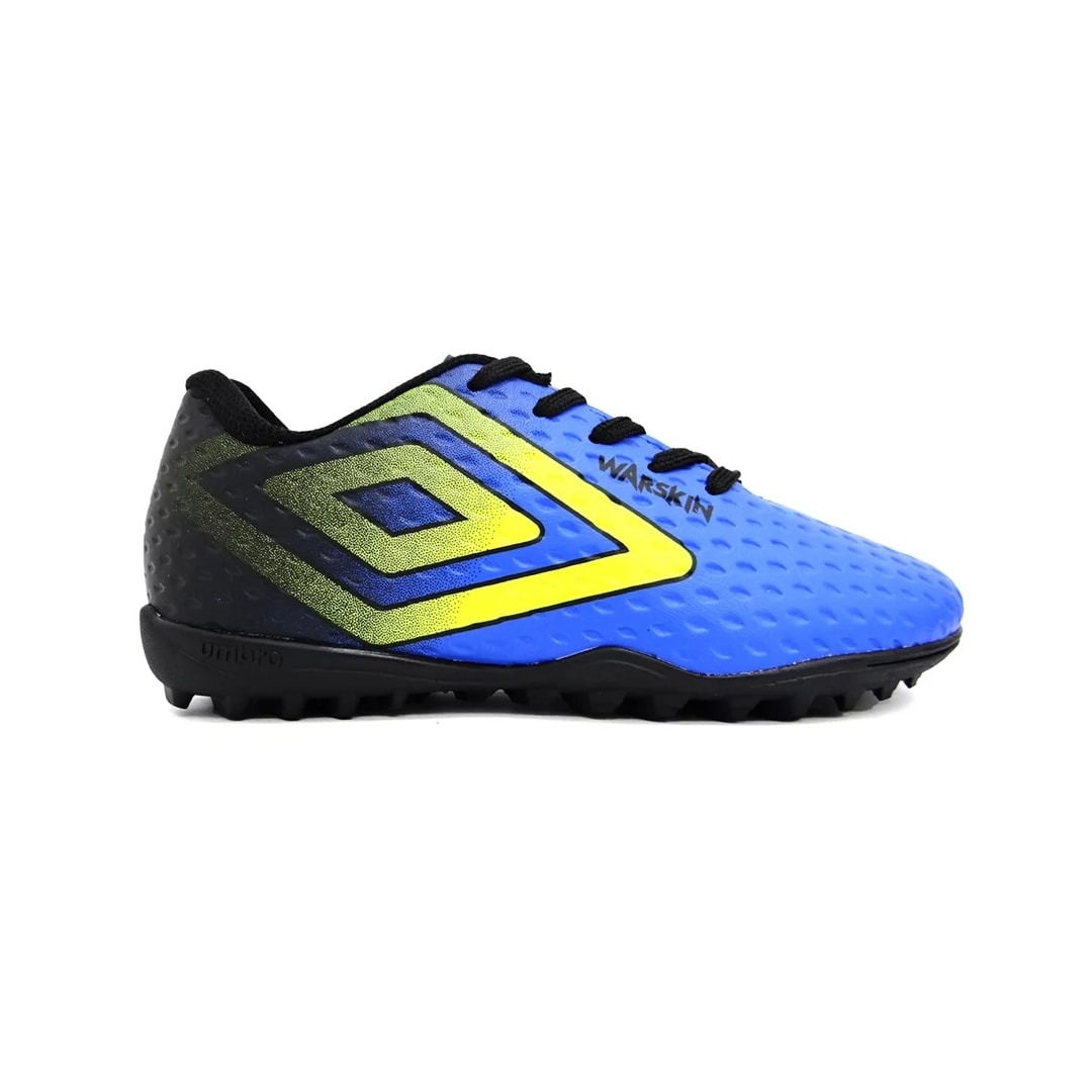 Chuteira Umbro Society Soccer Shoes Warskin Jr Azul/Limao/Preto Chuteira Umbro Society Soccer Shoes Warskin Jr Azul/Limao/Preto