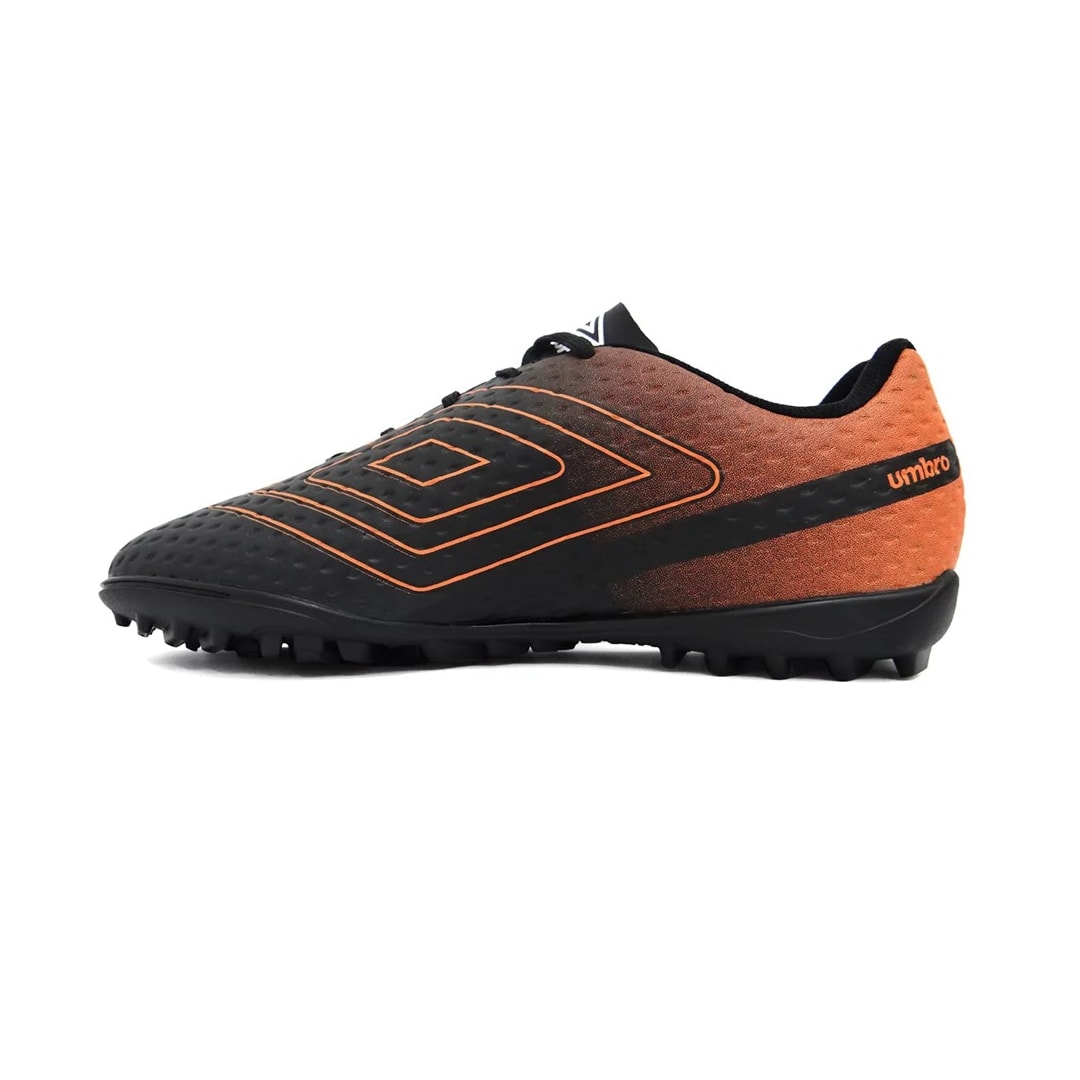 Chuteira Umbro Society Soccer Shoes Warskin Preto/Laranja/Branco